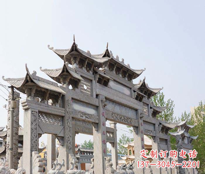 运城大型五门石雕牌楼 (2)