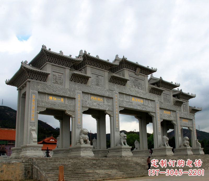 运城大型五门石雕牌楼雕塑