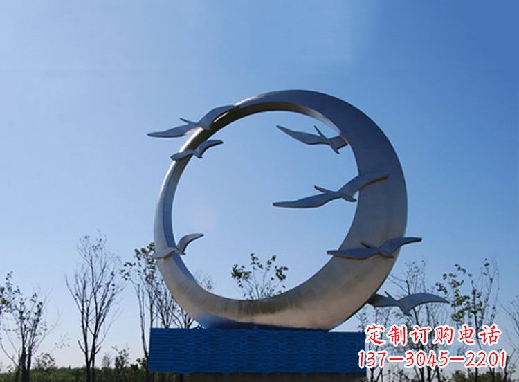 运城大雁不锈钢景观标识,公园鸟类创意雕塑