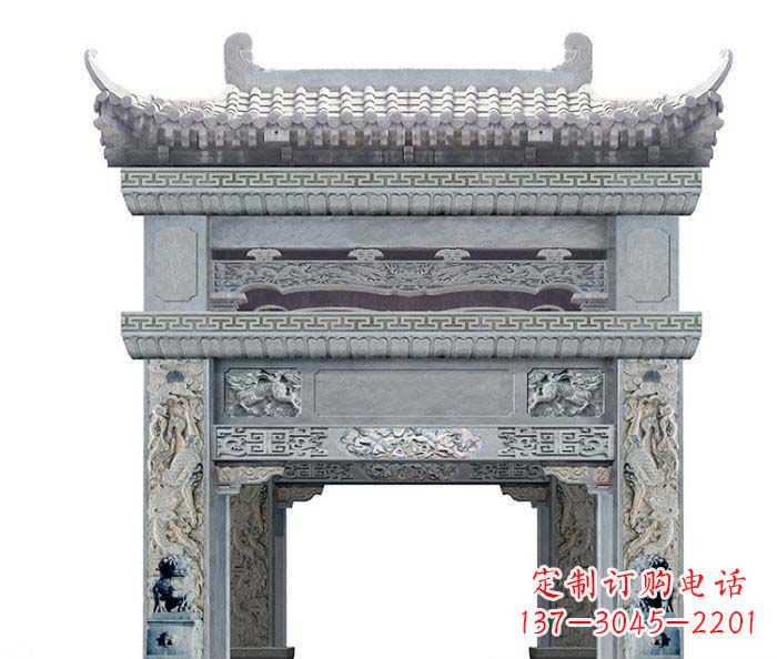 运城单门村口石雕牌坊 (2)