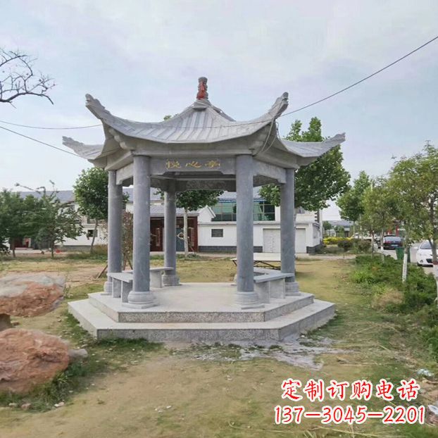 运城单层六角石凉亭公园亭子