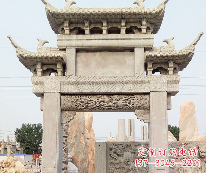 运城单门大理石牌坊石雕