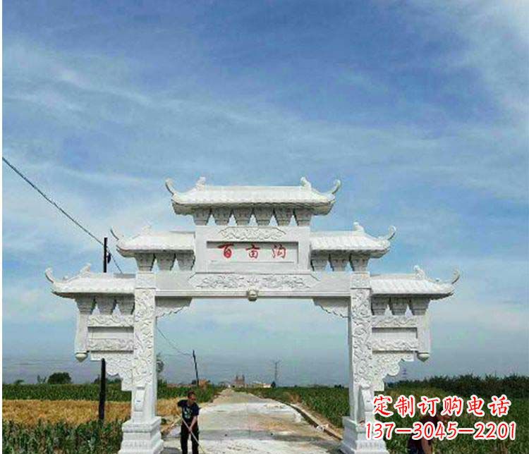 运城单门石牌坊石雕_2