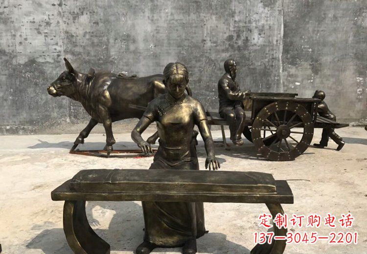 运城弹古筝的美女铜雕