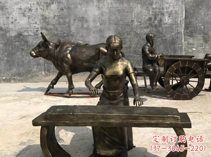 运城弹古筝人物校园景观铜雕