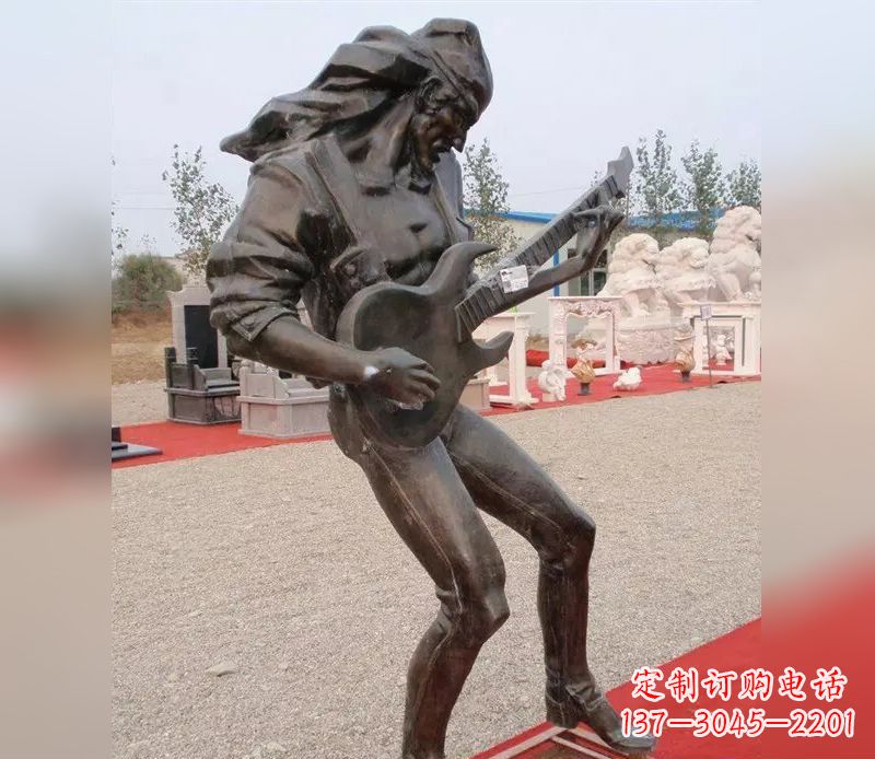 运城弹吉他广场小品人物铜雕