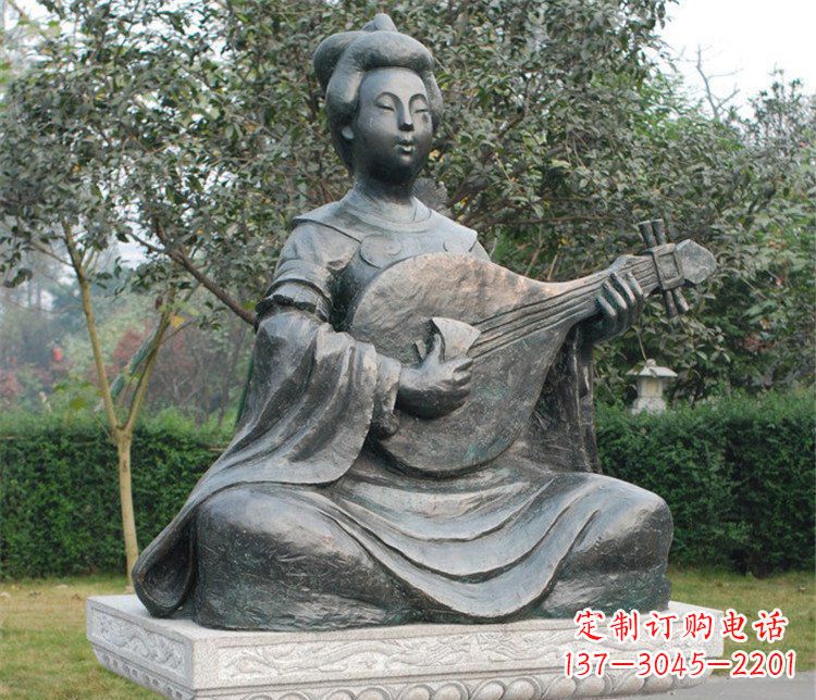 运城弹琵琶的乐妓古代人物铜雕