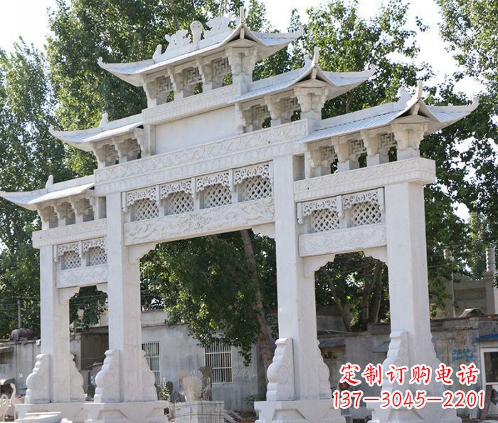 运城道路三门牌坊石雕 (2)