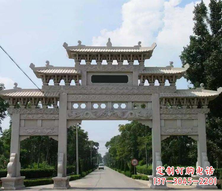 运城道路三门牌坊石雕