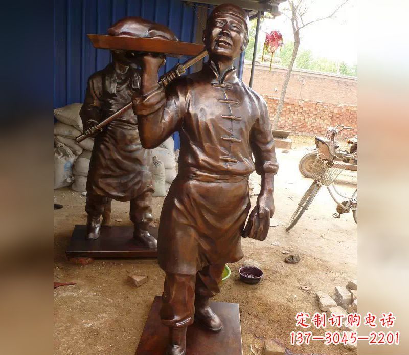 运城店小二服务员人物铜雕