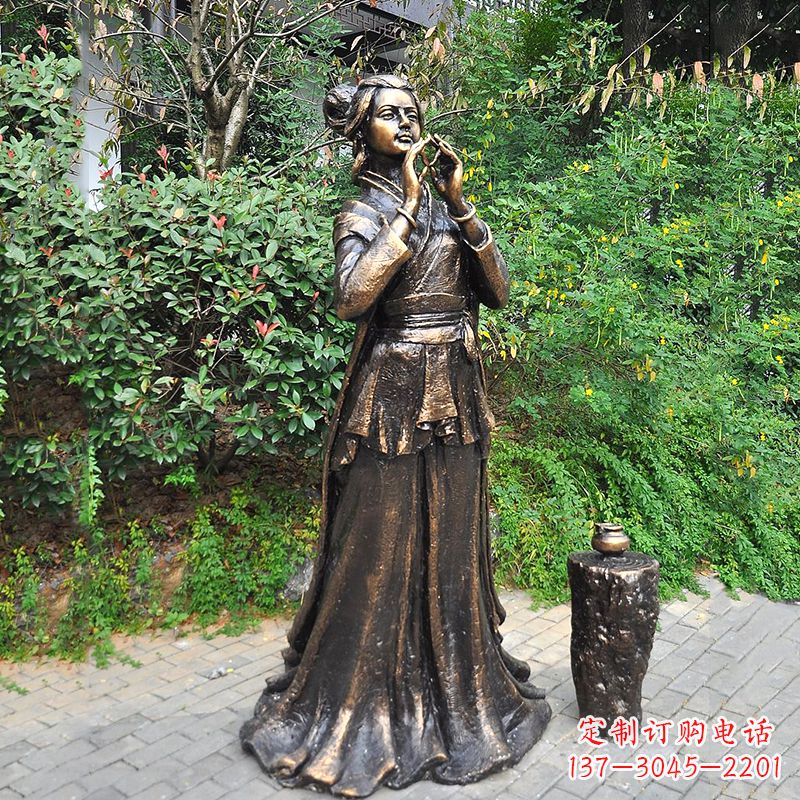 运城貂蝉铜雕塑像-公园古代美女人物雕塑