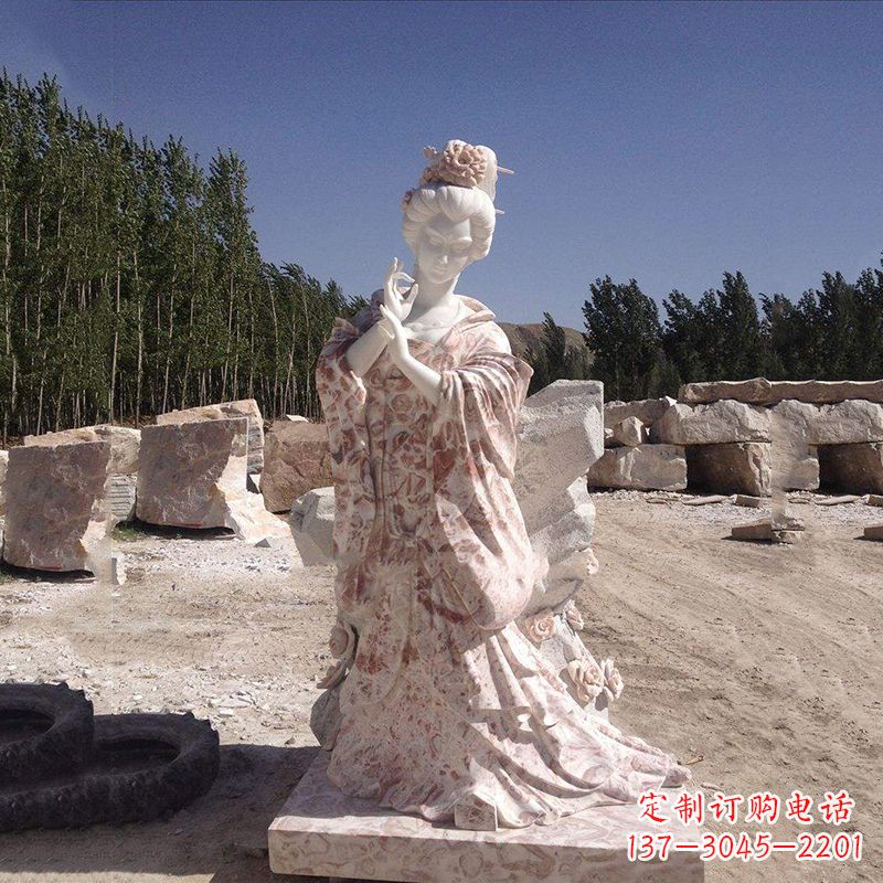 运城貂蝉石雕塑像-