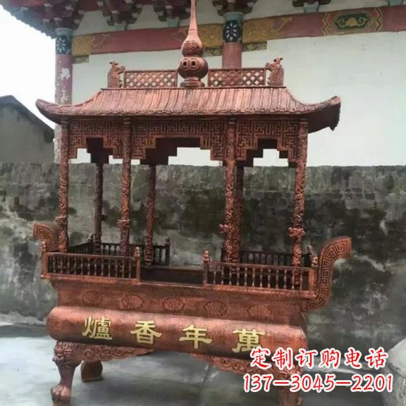 运城雕刻蝙蝠铜香炉