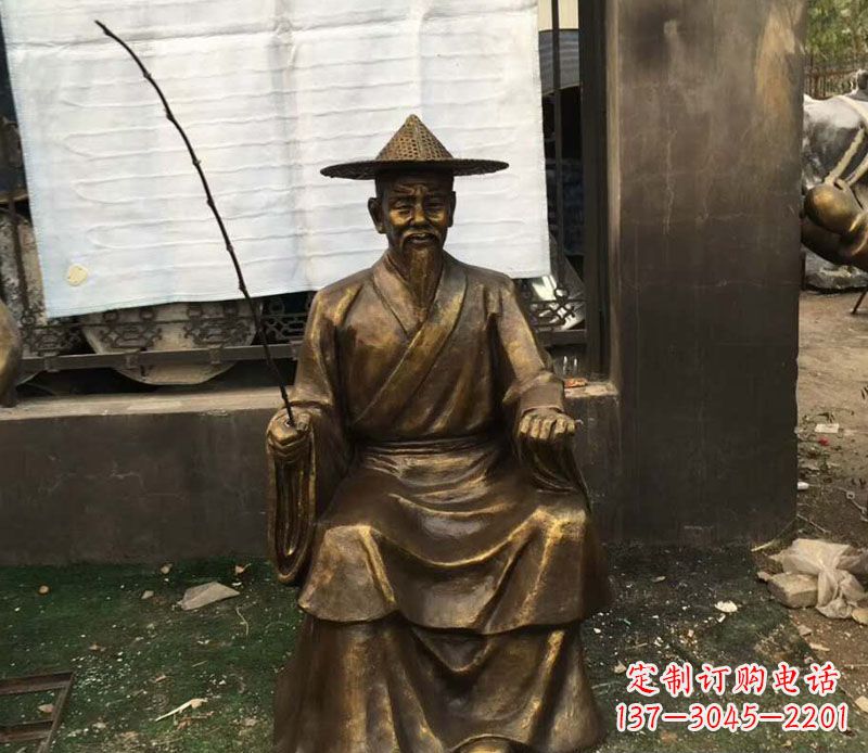 运城钓鱼的渔翁铜雕
