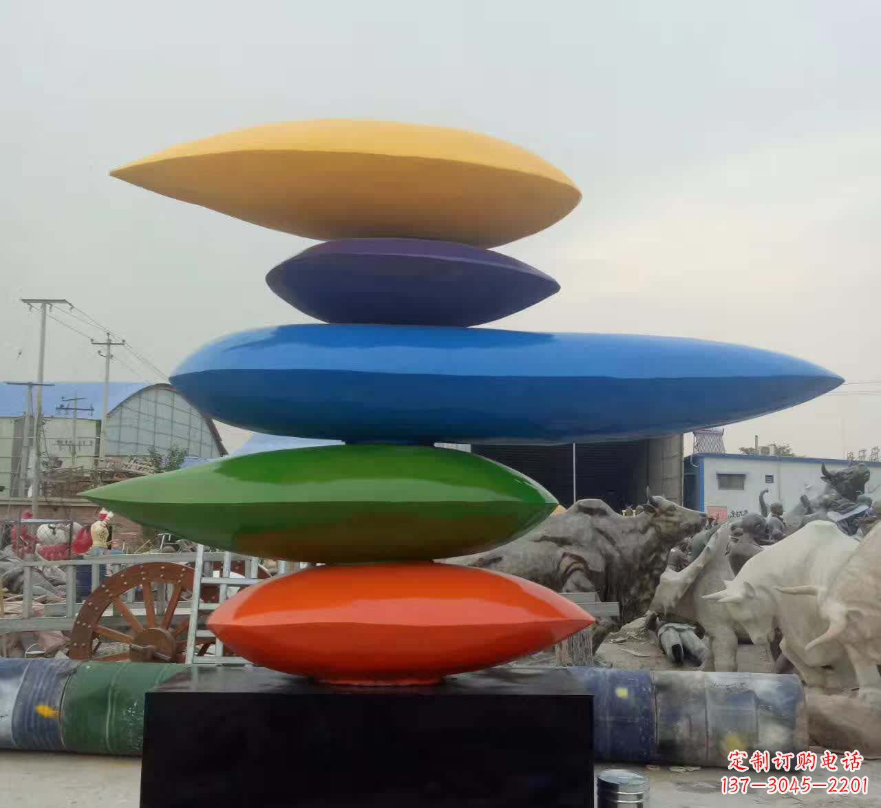 运城叠罗汉不锈钢彩色水滴雕塑