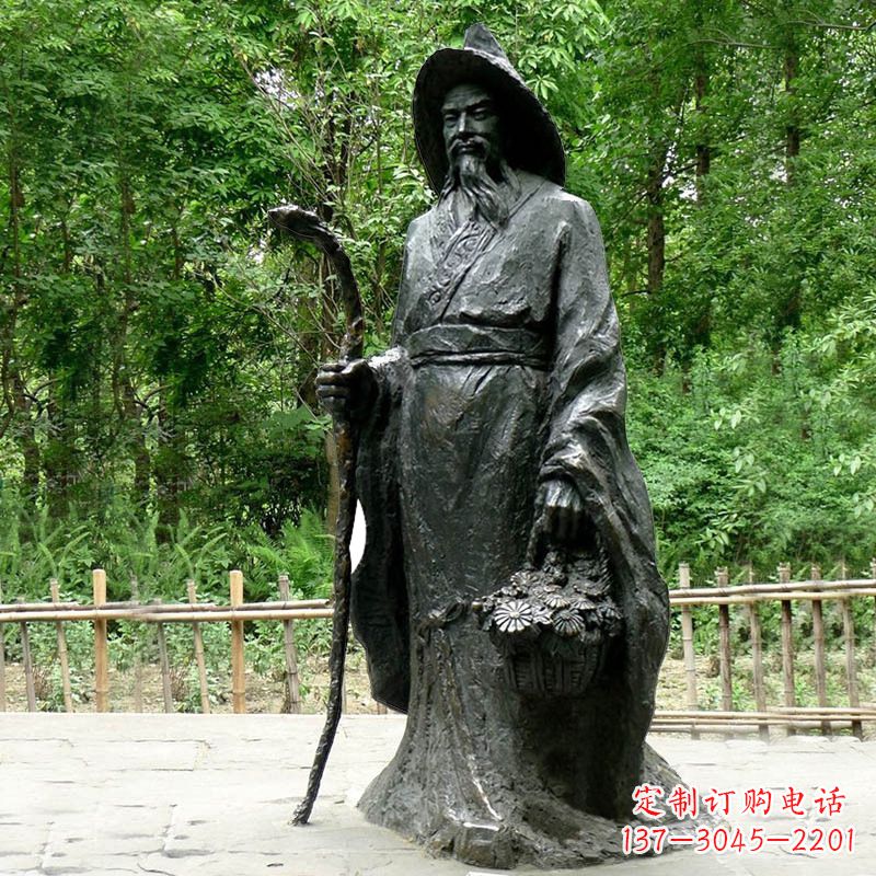 运城东晋著名诗人铜雕陶渊明雕像