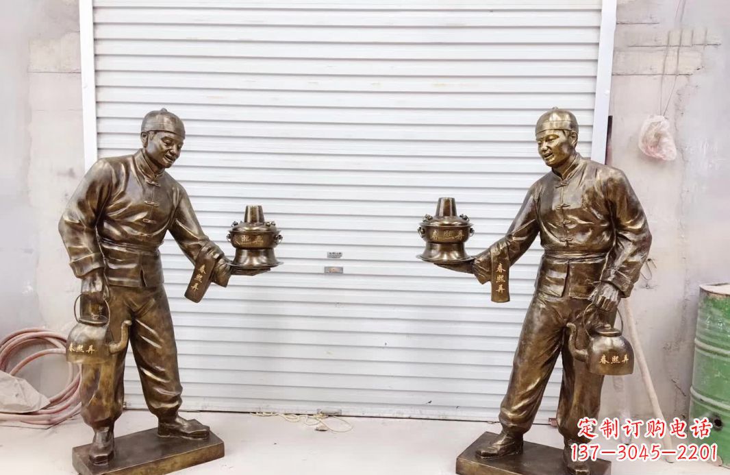运城端茶店小二铜雕塑