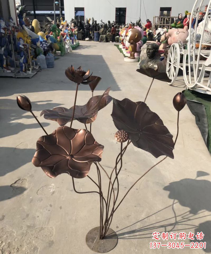 运城锻铜荷花雕塑 