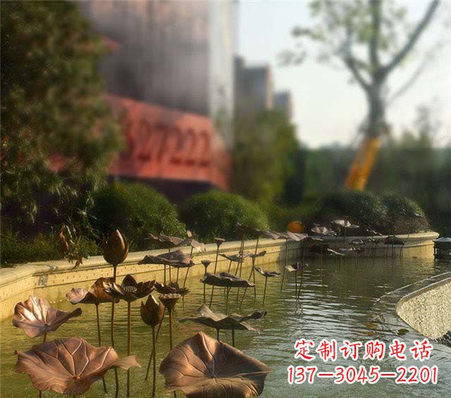 运城锻铜荷花荷叶小区景观雕塑