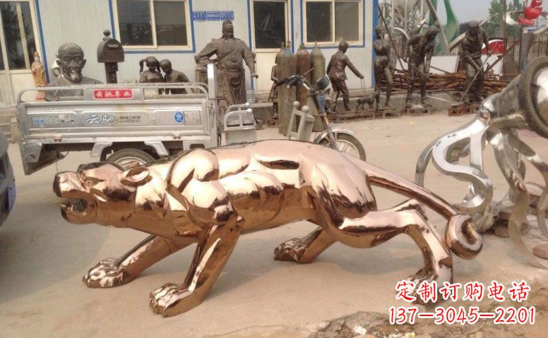 运城锻造不锈钢豹子雕塑