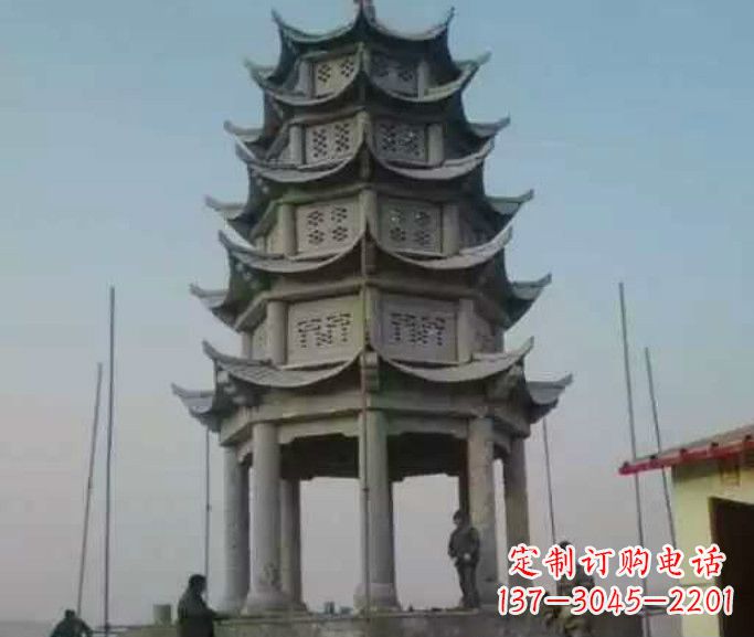 运城多层八角凉亭石雕