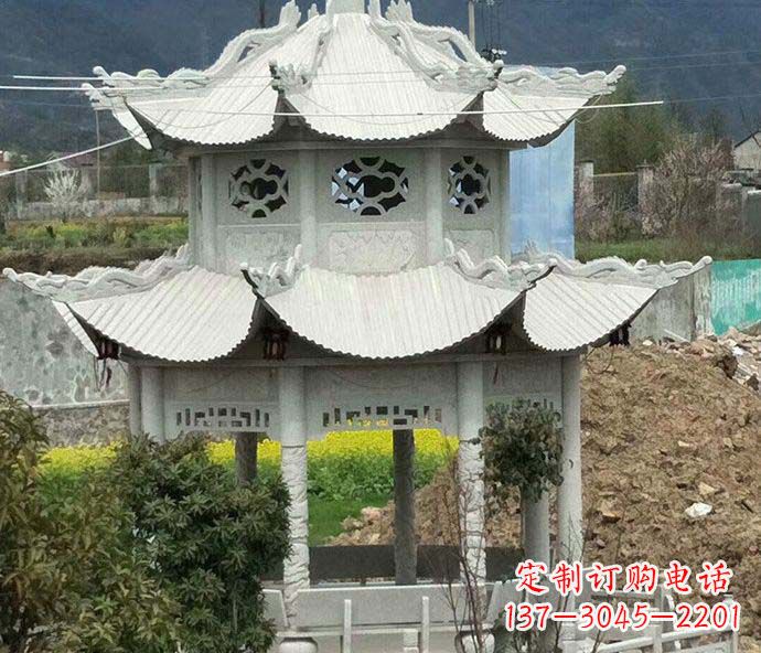 运城多层仿古凉亭石雕 (2)