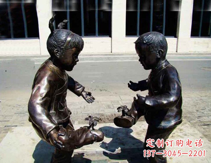 运城儿童斗鸡铜雕