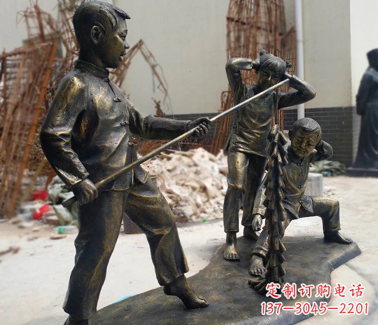 运城儿童放鞭炮庭院景观铜雕摆件