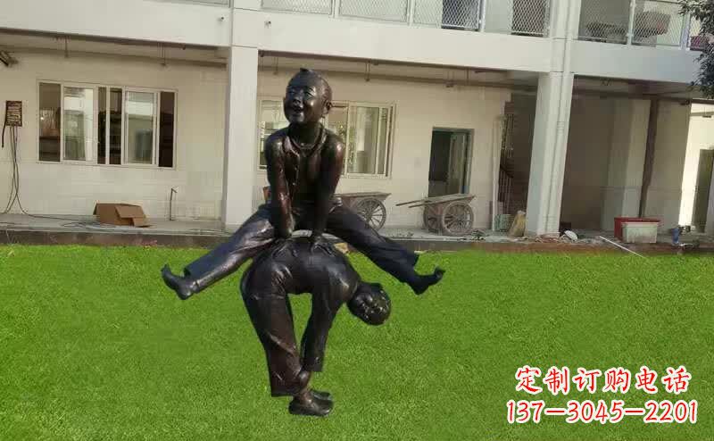运城儿童跳马铜雕塑