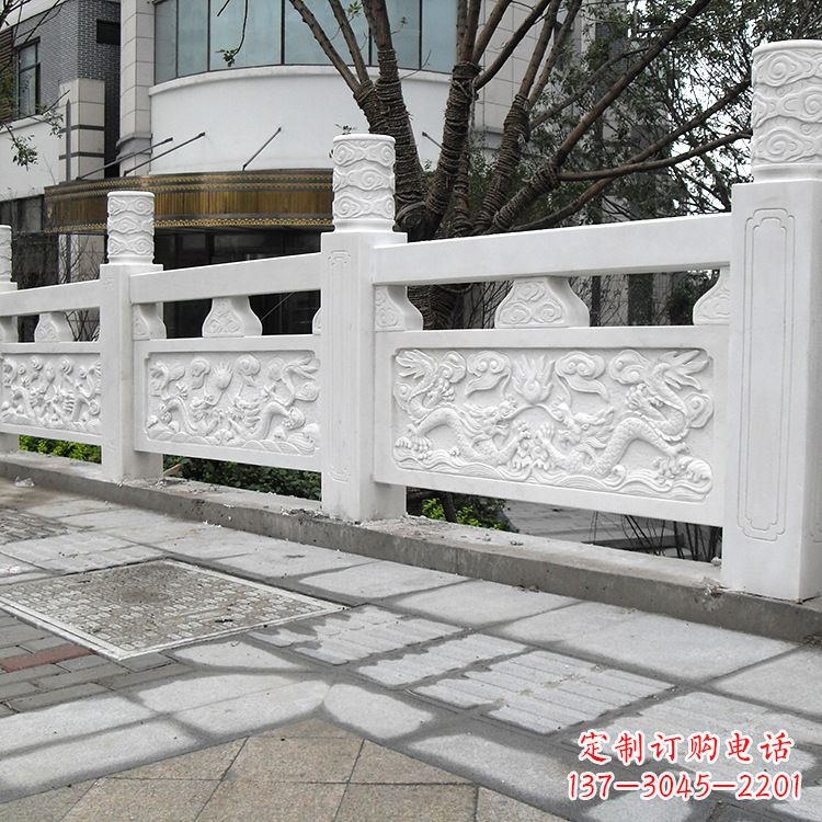 运城二龙戏珠石雕栏板