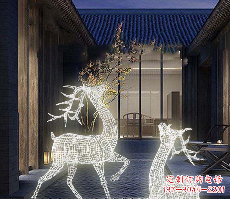 运城发光镂空梅花鹿景观雕塑