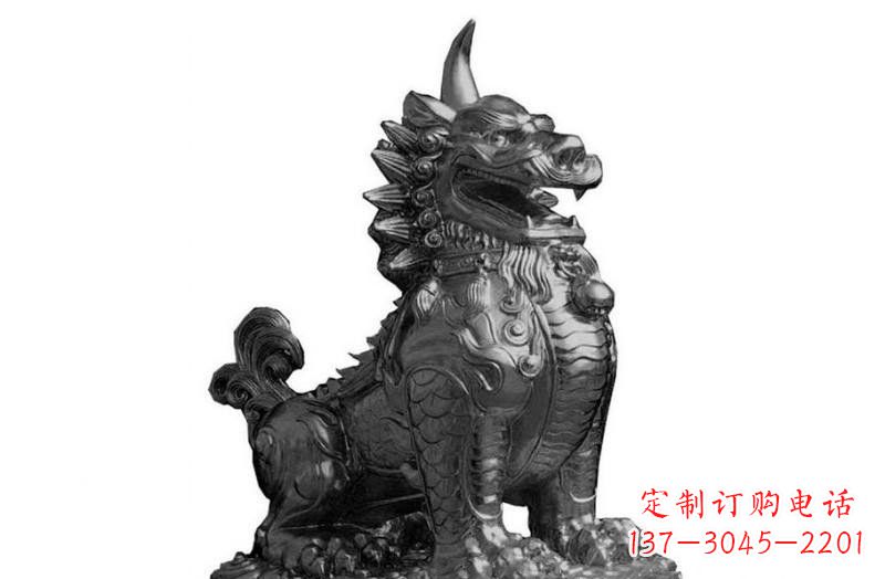 运城法院门口独角兽獬豸铜雕