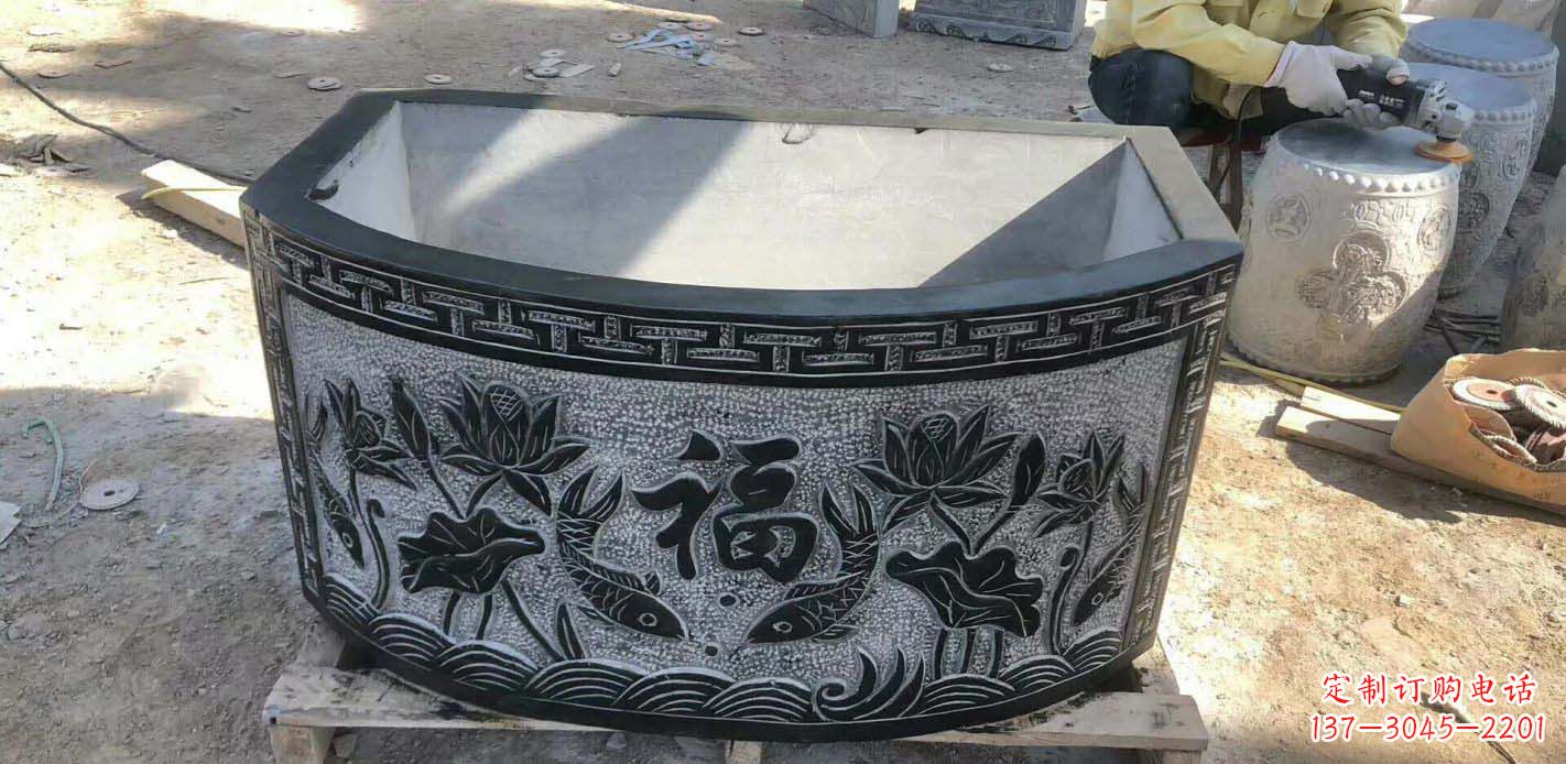 运城方口石浮雕水缸
