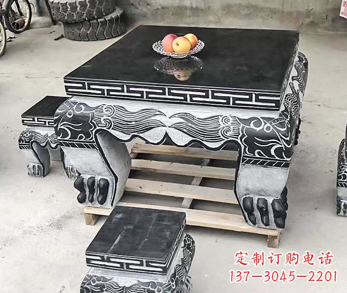 运城方形仿古石桌凳 (2)