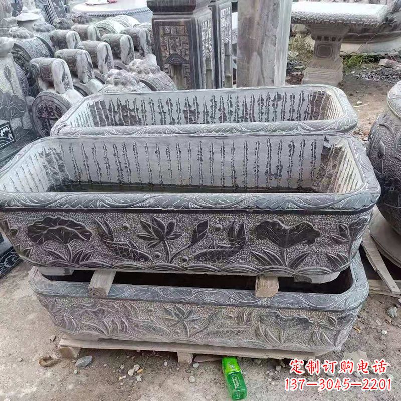 运城方形石槽养鱼石缸