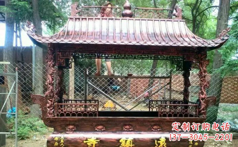 运城方形寺庙香炉铜雕 (4)