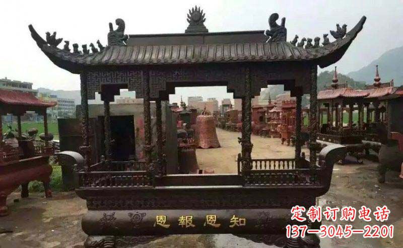 运城方形寺庙香炉铜雕