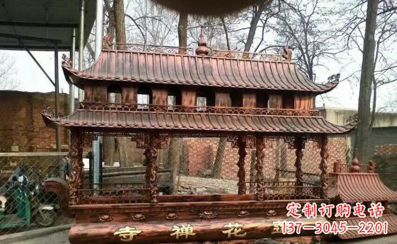 运城方形寺庙香炉铜雕 (5)