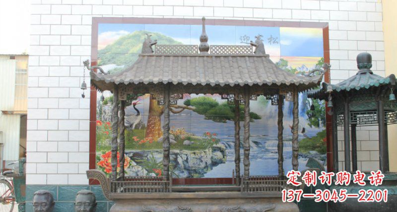 运城方形香炉寺庙铜雕 (2)
