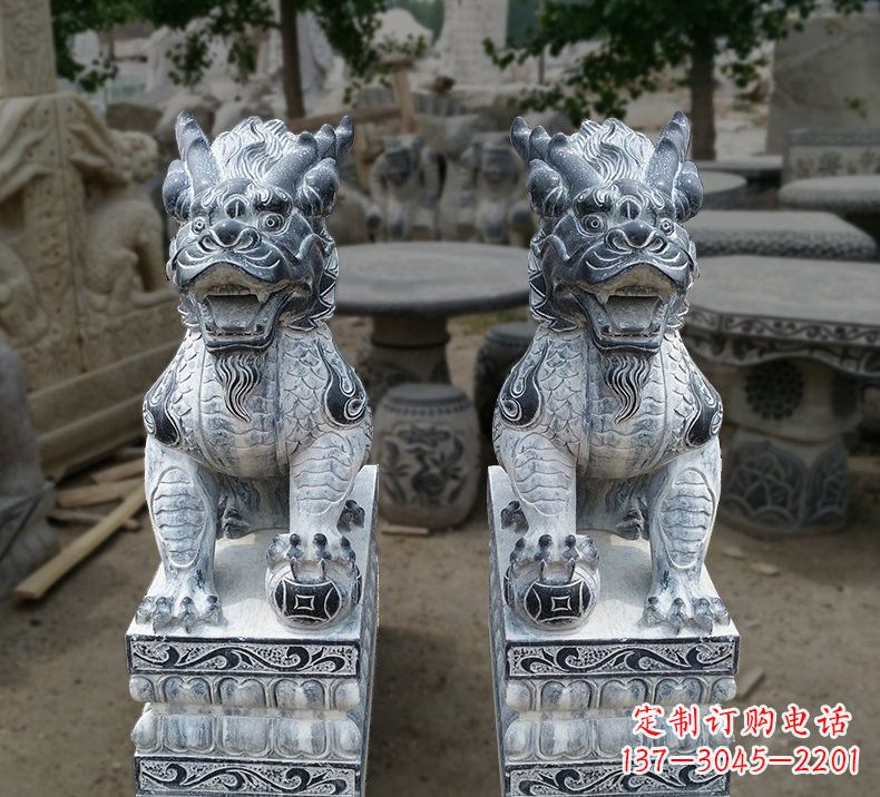 运城仿古踩球麒麟石雕