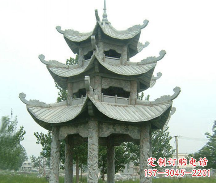 运城仿古多层石雕凉亭