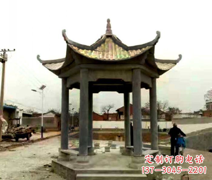 运城仿古六角凉亭石雕 (3)