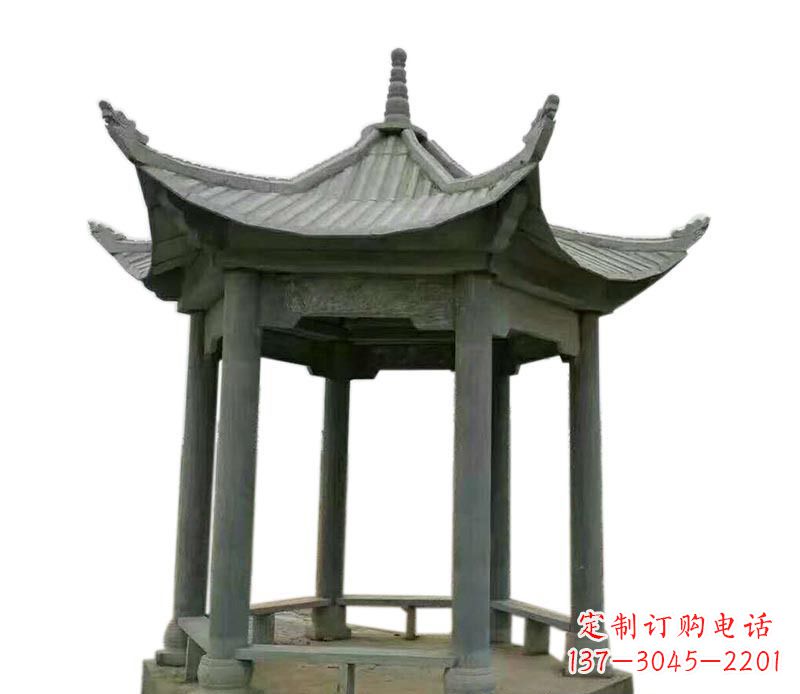 运城仿古六角凉亭石雕 (2)