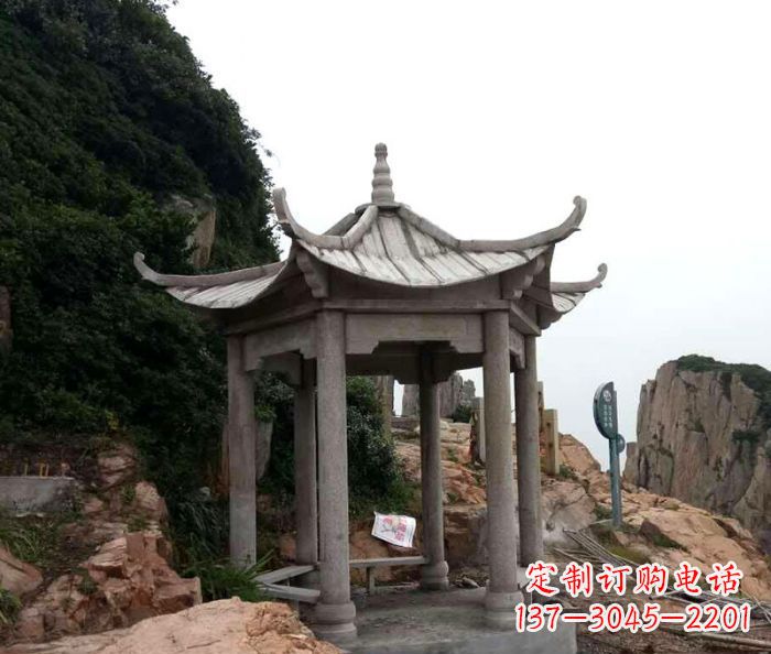 运城仿古六角凉亭石雕 (7)
