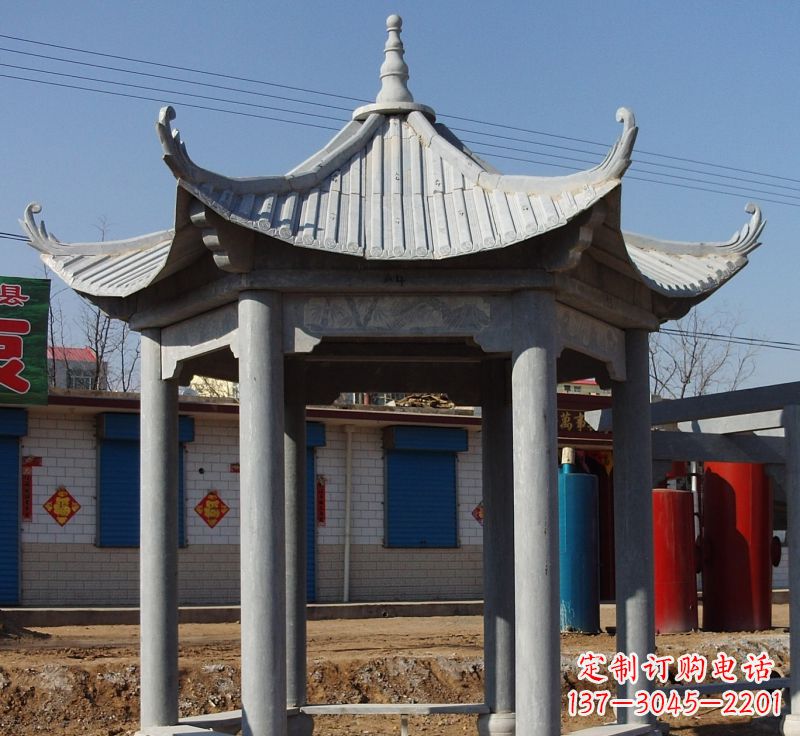 运城仿古六角凉亭石雕 (6)