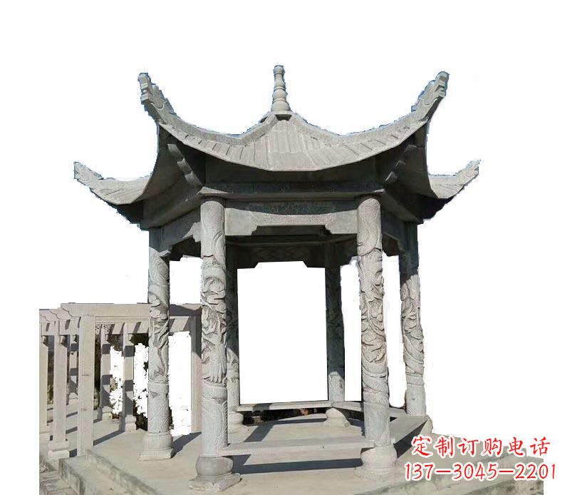 运城仿古六角凉亭石雕 (10)