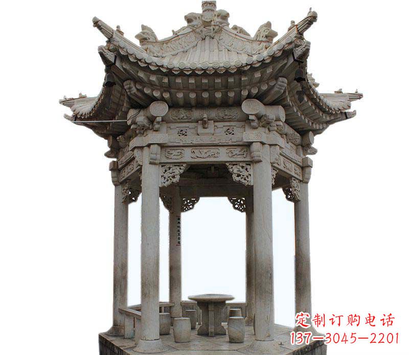 运城仿古六角凉亭石雕