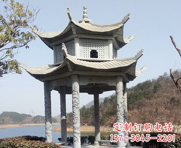 运城仿古六角双层凉亭石雕