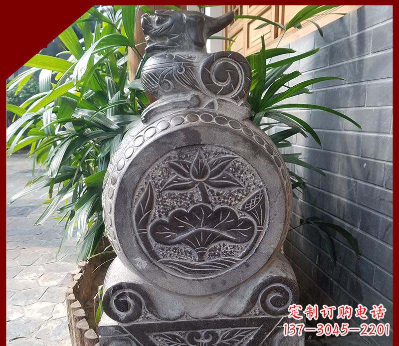 运城仿古貔貅抱鼓石招财镇宅门墩石雕