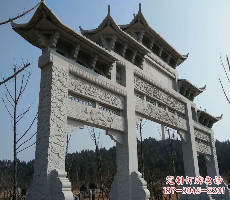 运城仿古三门牌坊景观石雕